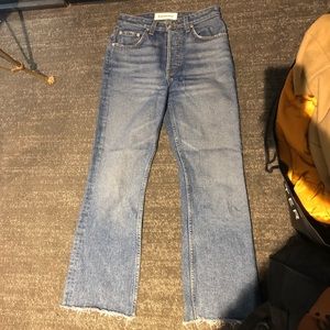 Reformation flared frayed hem jeans